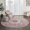 Homeroots 8 ft. Round Gray & Pink Medallion Area Rug 385525 - alternate 6